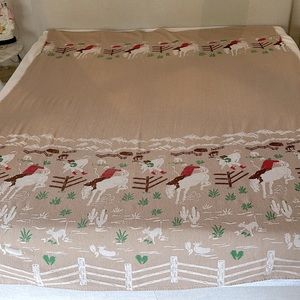 Vintage Western Cowboy 100% Cotton Bedspread, Blanket, or Throw